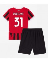 Otroške Nogometnih dresov AC Milan Strahinja Pavlovic #31 Domači 2024-25 Kratki rokavi (+ hlače)